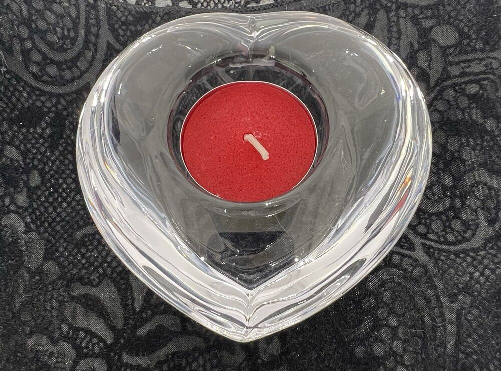 Orrefors Amore Crystal Heart Shaped Votive holder